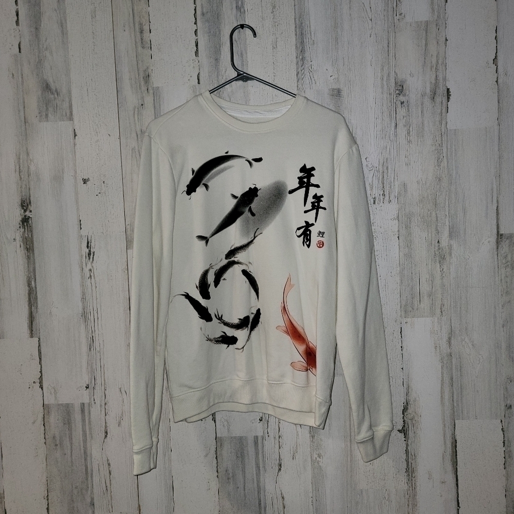 Blind Rooster Mens Koi Fish Graphic Sweater